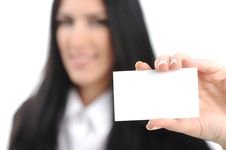 Young Woman With Horizontal Bussiness Card Stock Image Young Woman With Horizontal Bussiness Card Stock Image