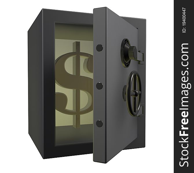 3d Safe Deposit Box With Dollar