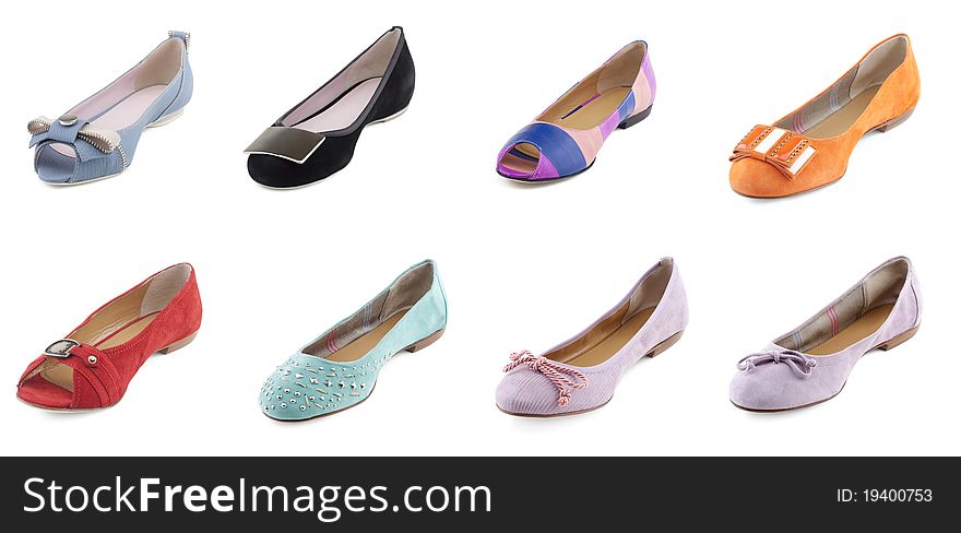 Stylish women's shoes on a white background. Stylish women's shoes on a white background.