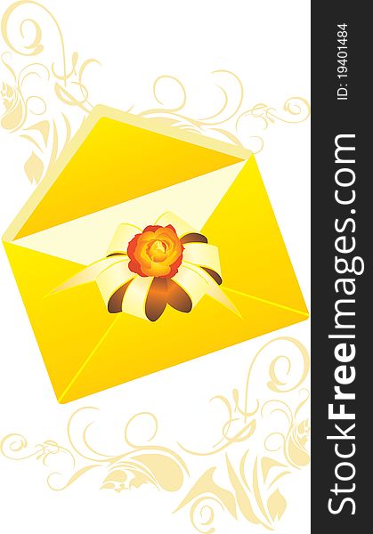 Holiday envelope with bow. Illustration