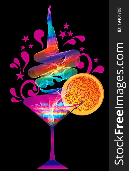 Color cocktail with abstract wave