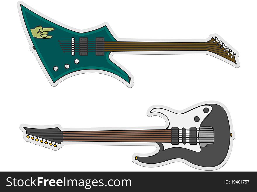 Two beautiful electric guitars illustration. Two beautiful electric guitars illustration