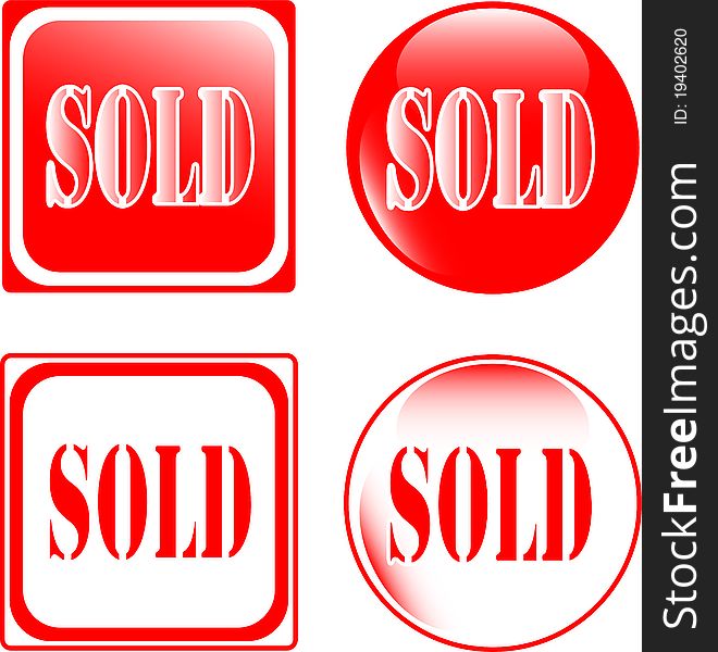 Real estate sold sign isolated on white background