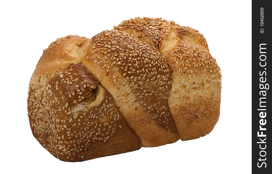 Loaf of fresh wheat bread with sesame, isolated on white background. Loaf of fresh wheat bread with sesame, isolated on white background.