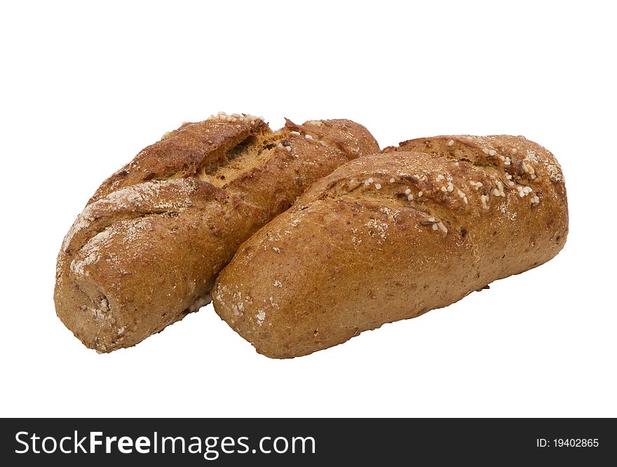 Dietary rye bun, isolated on white background