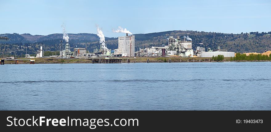 A panorama of a lumber processing plant in Longview WA. A panorama of a lumber processing plant in Longview WA.