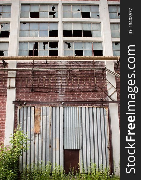 Old abandoned factory during demolition
