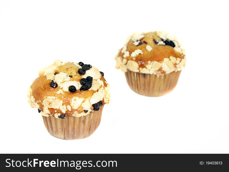 Delicious Chocolate Chip Muffin Fresh from the Bakery Isolated on a White Background