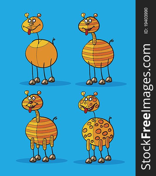 Giraffe cartoon over blue background, abstract vector art illustration
