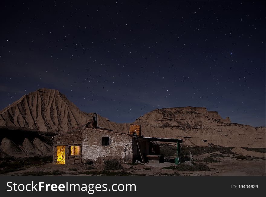 Desert of Bardenas at night. Desert of Bardenas at night.