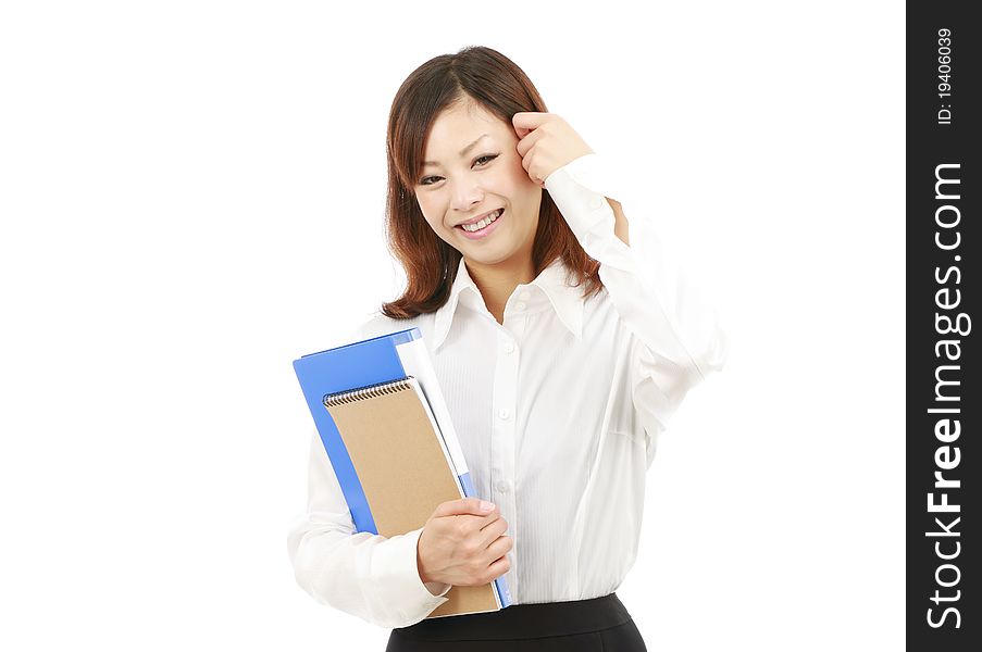 Young businesswoman holding a folder