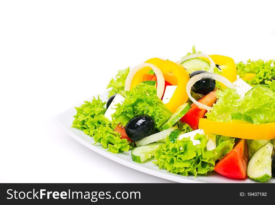 Single wholesome salad isolated on the white