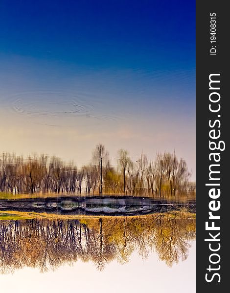 Spring Forest River With Reflection Of The Sky