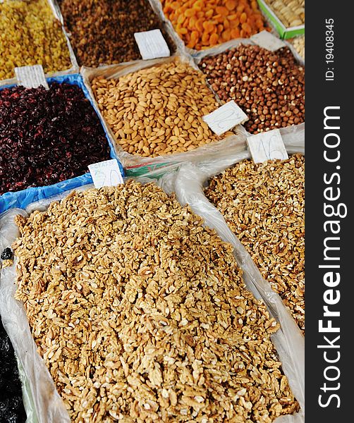 Dried Fruits On Market Place,