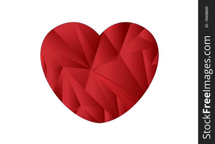 Japan flag heart shaped vector origami. Japan flag heart shaped vector origami