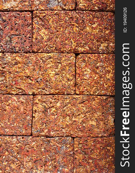 Laterite block in the garden, texture of Laterite use as background and backdrop