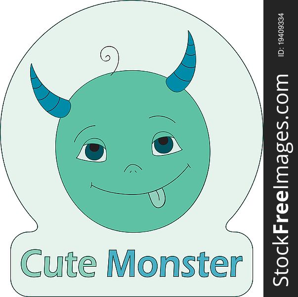 Cute Monster. Creative symbol with text