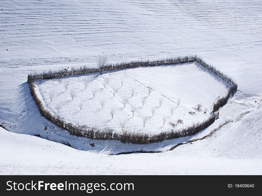 Country garden in the foothills of Winter. Country garden in the foothills of Winter