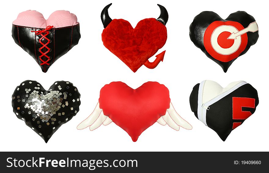 Set of valentine toy heart isolated on white background. Set of valentine toy heart isolated on white background