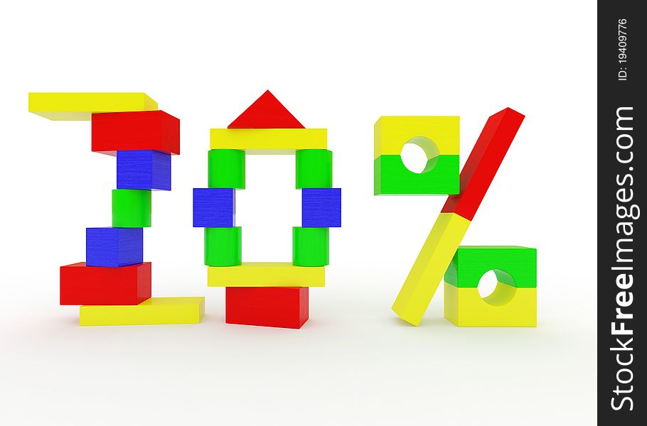 Figures twenty percent, constructed from children's toy wooden blocks