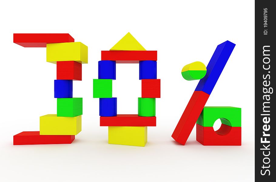Figures Thirty percent, constructed from children's toy wooden blocks