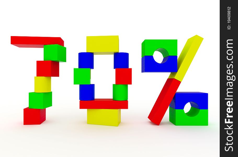 Figures Seventy percent, constructed from children's toy wooden blocks