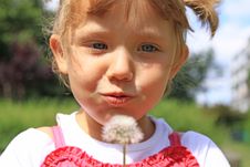 Girl Blowing A Dandelion Royalty Free Stock Photo Girl Blowing A Dandelion Royalty Free Stock Photo