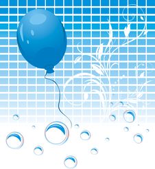 Blue Balloon And Bubbles On The Mosaic Background Royalty Free Stock Images