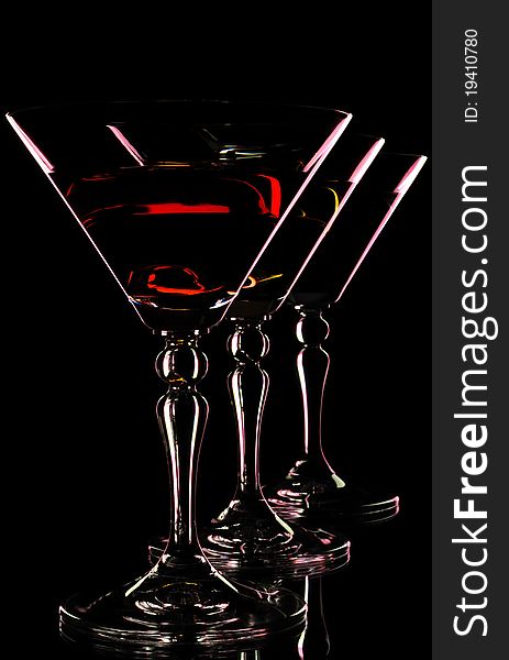 Three martini glasses