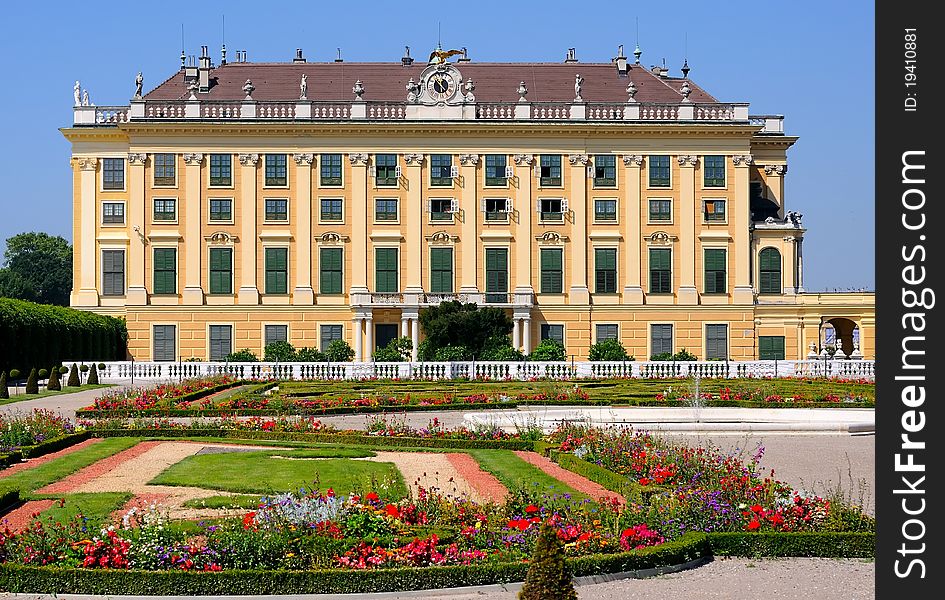 Schonbrunn Palace Against The City Of Vienna