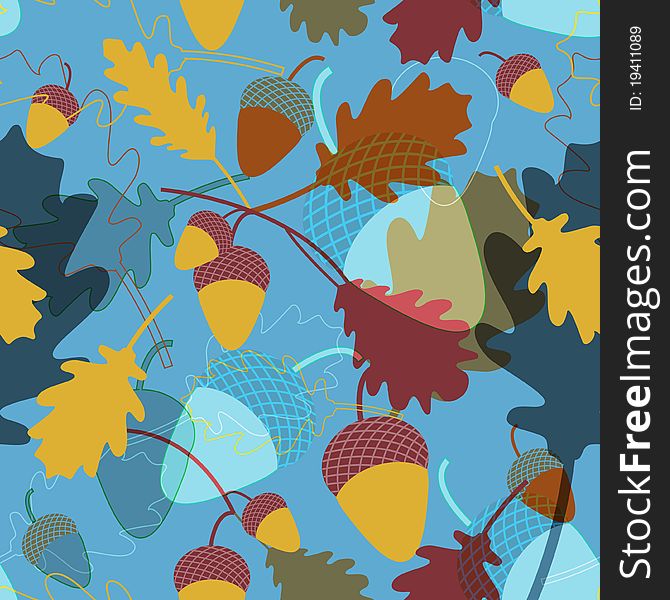 Seamless vector texture with leafs and acorns. Seamless vector texture with leafs and acorns