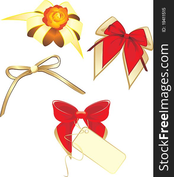 Collection of bows isolated on the white. Illustration