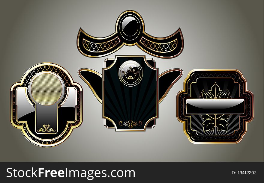 Gold frames decorative label illustration