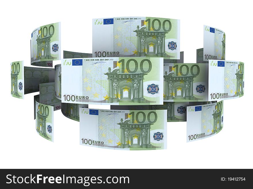 Euro in circulation of money. 3d rendering