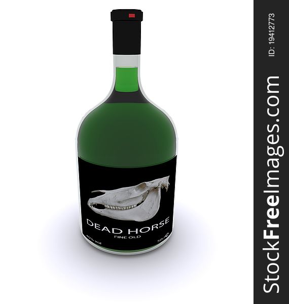 Concept of alcohol DEAD HORSE. 3d rendering