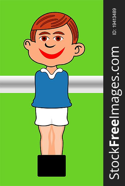 Table football player figure over green background