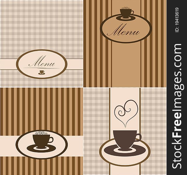 Set of backgrounds  for menu template with coffee icon. Set of backgrounds  for menu template with coffee icon