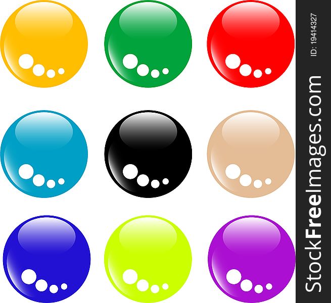 Collection of round glossy internet web buttons