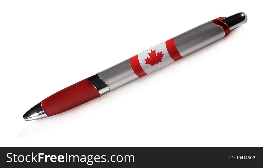 The pen isolated with the Canadian flag