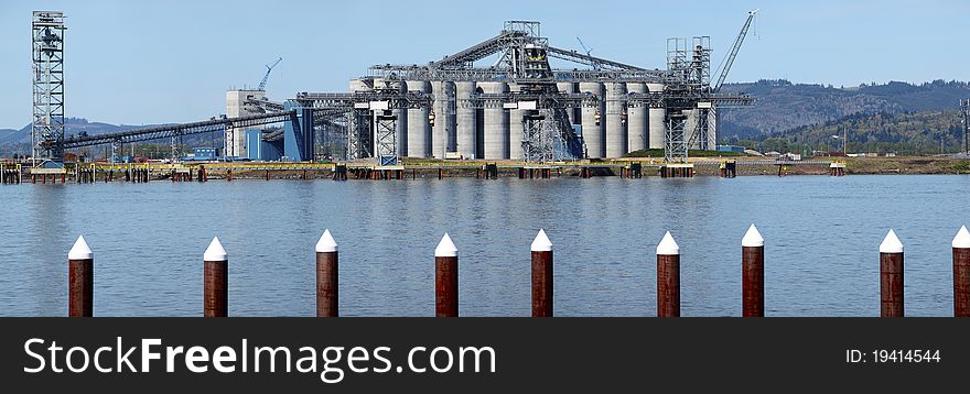A large agribusiness silos in Longview Washington state. A large agribusiness silos in Longview Washington state.