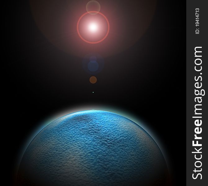 Planet earth with sunrise in space. Planet earth with sunrise in space