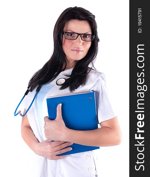 Photo of a pretty nurse, studio shot