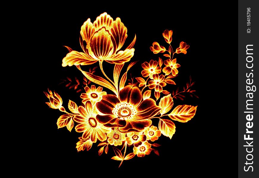 The fire flower on the black  background. The fire flower on the black  background