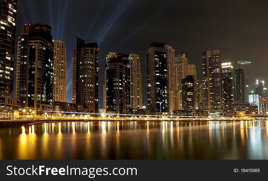 Dubai district at the night. Dubai district at the night