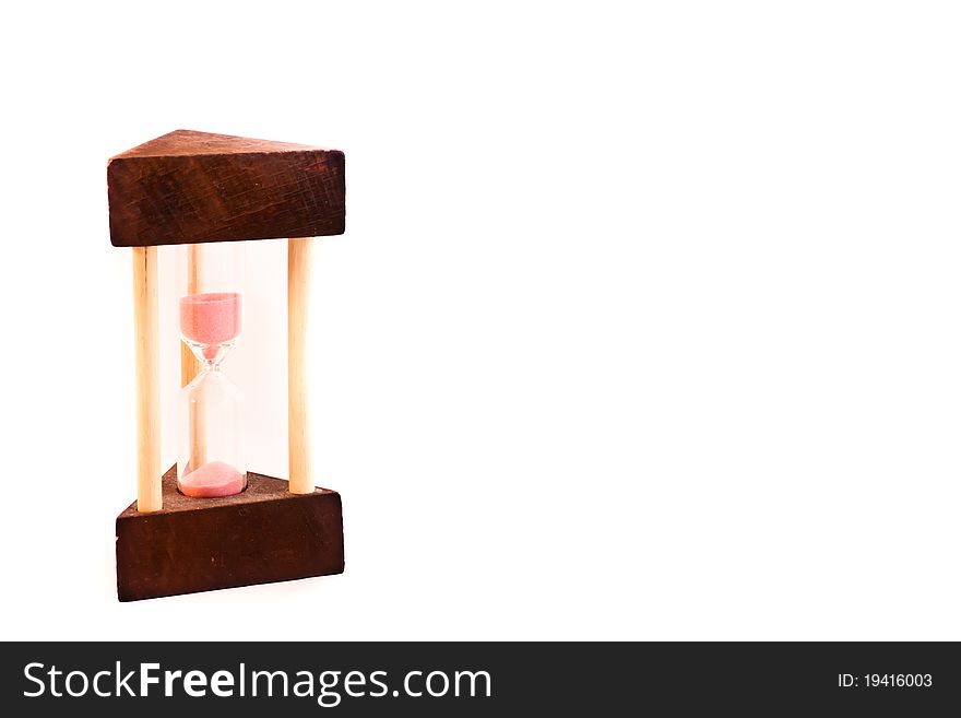 Hourglass with copyspace. Structure made of wood.