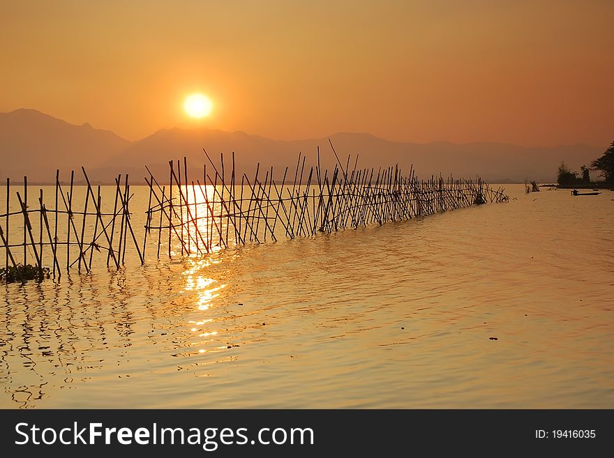 The sunset with beautiful lake. The sunset with beautiful lake