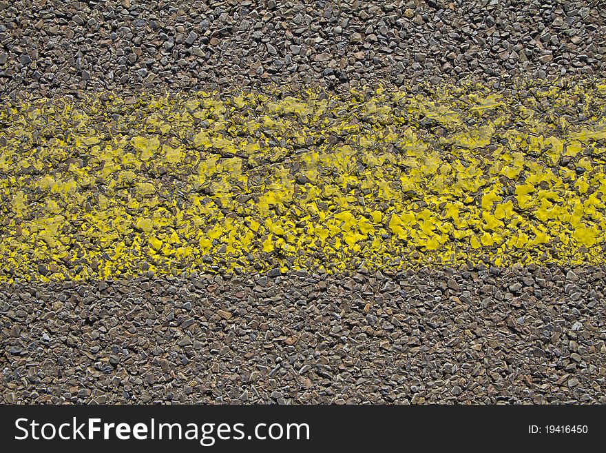 Yellow guideline on airport surface. Yellow guideline on airport surface