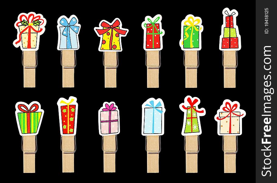 Gift badge on wooden clothespin