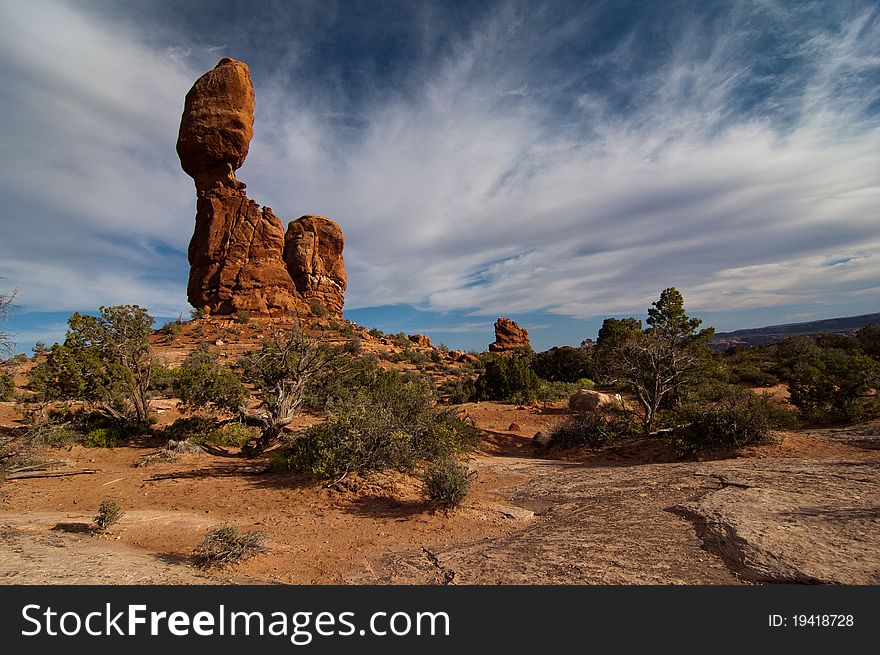 Sunset at Balanced Rock in Arches National Park