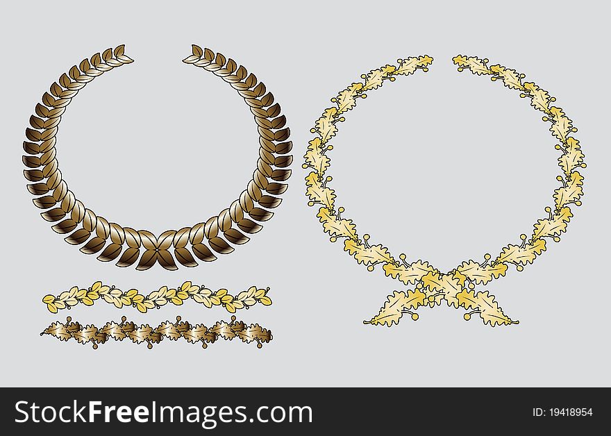 Vector decorative gold wreath of leaves